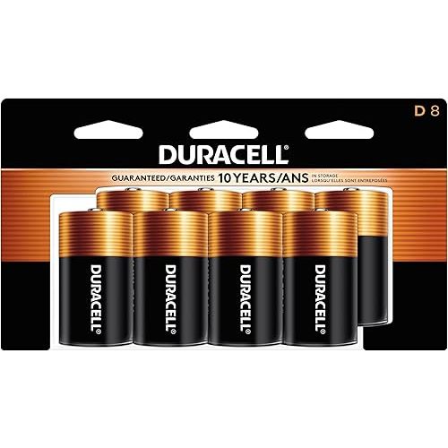 Duracell Coppertop D Batteries, 8 Count Pack, D Battery with Long-lasting Power, All-Purpose Alkaline D Battery for Household and Office Devices