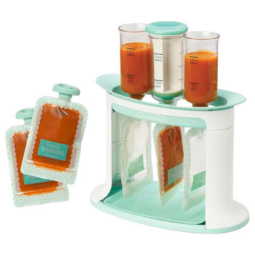 Squeeze Station, Baby Food Maker & Pouch Filler, Fill 3 Reusable Pouches at Once, Easy to Use, Dishwasher Safe, Homemade Baby Food Prep Essential, Teal
