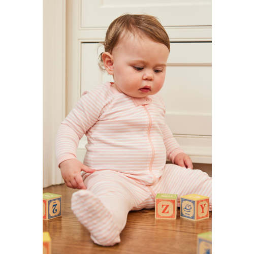 LAKE | Baby | Pima Cotton Pajamas | English Rose Stripe Baby Sleeper