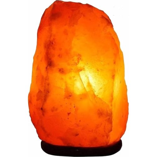 Himalayan Salt Lamp with Dimmer Switch - Natural Crystal Rock Night Light for Home Decor - Hand Carved Salt Lamp with Wooden Base - Soothing Amber Glow Night Light & Gifts
