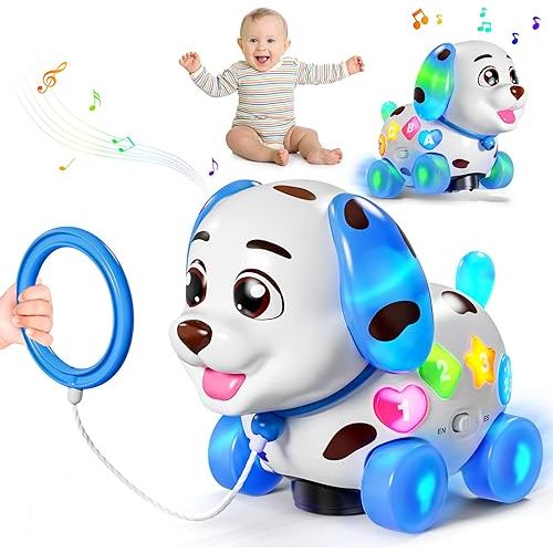 Musical Toys for 1 Year Old Girl Gifts, First 1st Birthday Girl Boy Gifts for 1 Year Old Boy Toy, Baby Toy 6-12-18 Months, Bilingual Learning Educational Puppy for 9 10 12 Months (Blue)