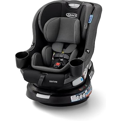 Graco EasyTurn 360 2-in-1 Convertible Car Seat, 360 Degree Rotating Infant to Toddler Rotating Car Seat, 2 Modes Forward and Rear Facing, Slim Design, Cyran