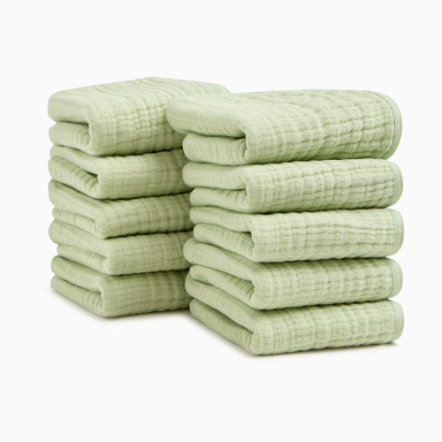 Small Story Muslin Washcloths (10 Pack) - Sage
