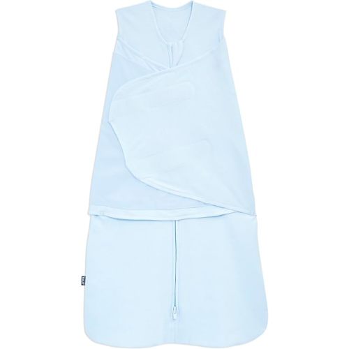 HALO 100% Cotton Sleepsack Swaddle, 3-Way Adjustable Wearable Blanket, TOG 1.5, Baby Blue, Newborn, 0-3 Months