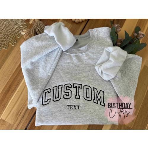 Custom Embroidered Varsity Crewneck - Embroidery Crewneck- Custom Embroidery - Personalized Sweatshirt - Embroidered Sweatshirt, mom gift