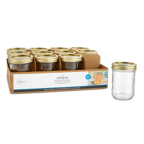 Mainstays Wide Mouth 16 oz Mason Jars 12pk for Meal Prep, Canning, Crafts, Salads, Overnight Oats