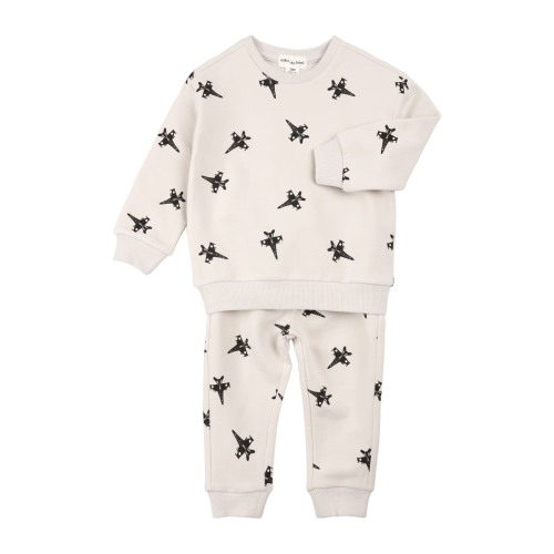 Airplane Print Sweatshirt & Joggers Set, 3M
