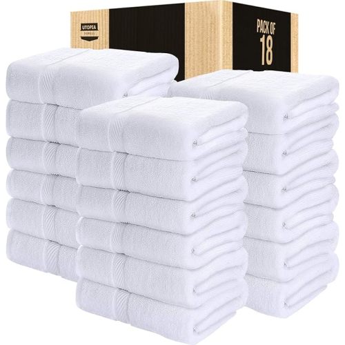 Utopia Towels 6 Pack Medium Bath Towel Set, 24 by 48 Inches, 500 GSM 100% Ring Spun Cotton, Lightweight and Highly Absorbent Quick Drying Premium Towels for Hotel, Spa and Bathroom, White