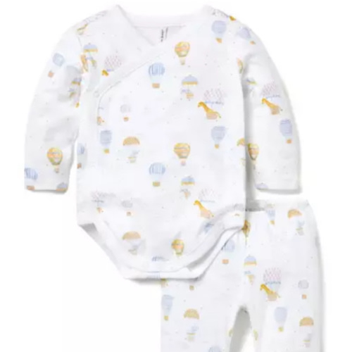 Baby Jet Ivory Balloon Animals Baby Hot Air Balloon Animals Wrap Matching Set by Janie and Jack