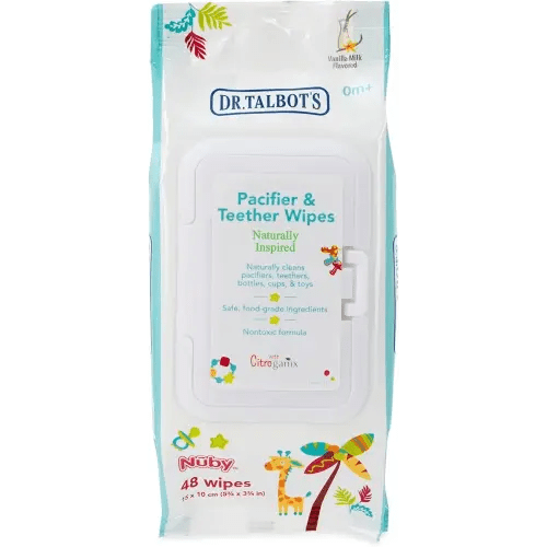 Dr. Talbot's Pacifier and Teether Wipes Naturally Inspired with Citroganix, Vanilla Milk, 48 Count, 1 Pack