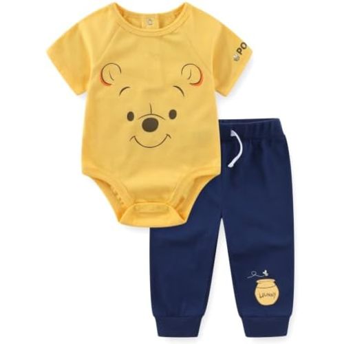 Disney Cars Toy Story Winnie the Pooh Stitch Monsters Inc. Baby Boys Bodysuit and Pants 2 Piece Set for Newborn Infant