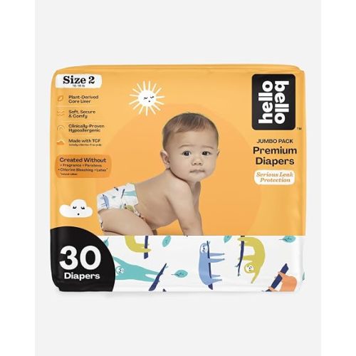 Hello Bello Premium Baby Diapers Size 2, 30 Count of Disposable, Extra-Absorbent, Hypoallergenic Diapers with Snug and Comfort Fit, Sleepy Sloth