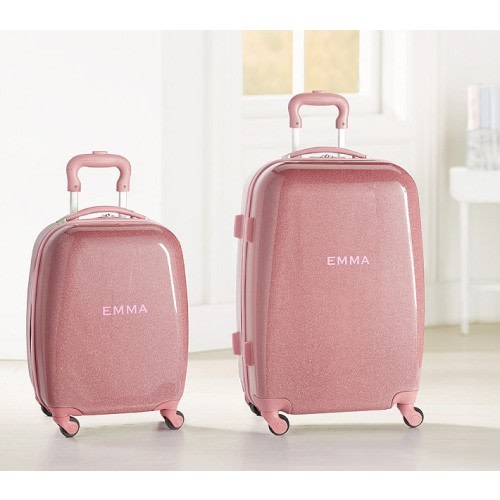 Pink Sparkle Glitter Hard Sided Kids Suitcase | Pottery Barn Kids
