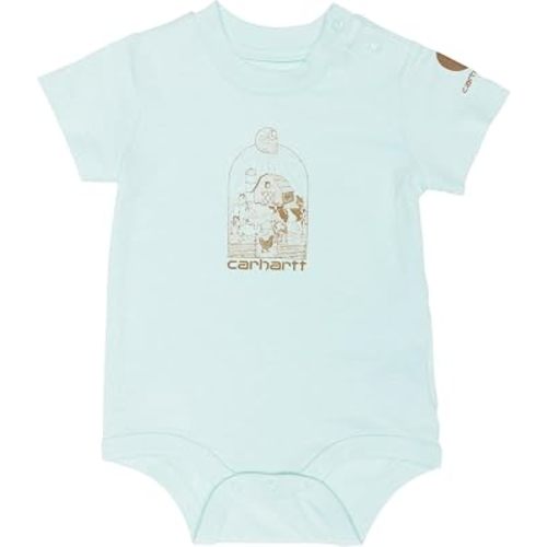 Carhartt Infant Newborn CA6644 Short-Sleeve 'Farm' Bodysuit | Starlight Blue | Baby Boys