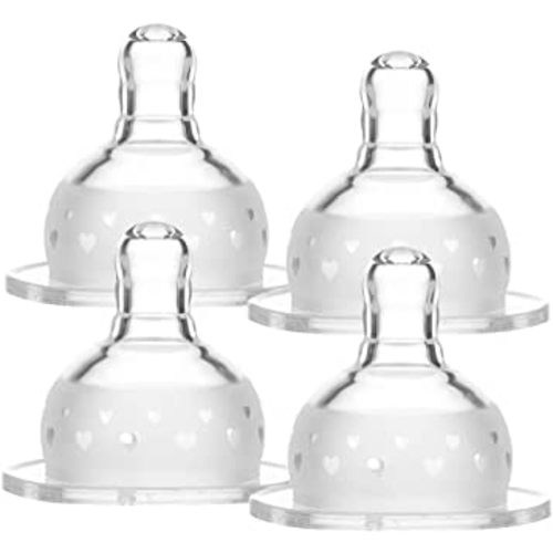 Matyz 4-Pack Silicone Replacement Nipple for Matyz Wide Neck Bottles, First Flow for Newborn (Size SS)