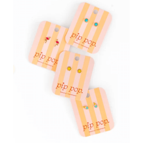 Pip Pop Post - Golden Set of 4 Earring Stud Pairs