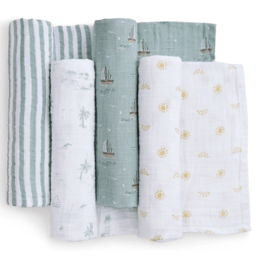 aden + anais Organic Cotton Muslin Swaddles in Sailing Seas 4 Pack
