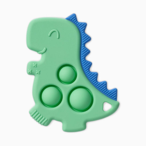 Silicone Teether with Sensory Popper - Dino