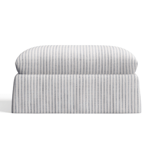 Ever Striped Slipcovered Storage Nursery Ottoman by Leanne Ford - Classic Stripe Fabric in Navy