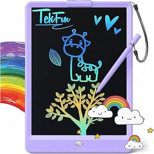 TEKFUN LCD Writing Tablet for Kids, 10-inch Coloring Drawing Pad, Mess Free Doodle Board, Airplane Travel Toys for Boys and Toddlers, Road Trip Essentials, Gifts for 3 4 5 6 7 8 Year Old Girls(Purple)