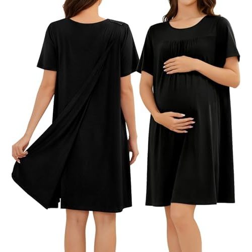SWOMOG Hospital Gowns for Women Open Back Tear Away Post Surgery Dress Labor Delivery Nightgown Adaptive Clothing