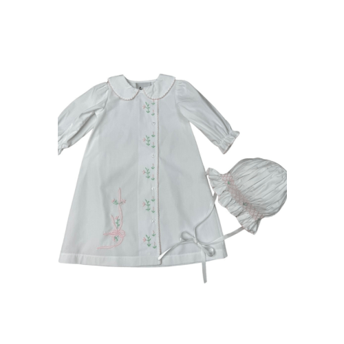 Pink Floral Bow Day Gown & Bonnet – Little Vines