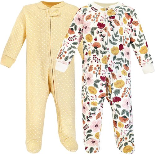 Hudson Baby Baby Girls' Premium Quilted Zipper Sleep and Play