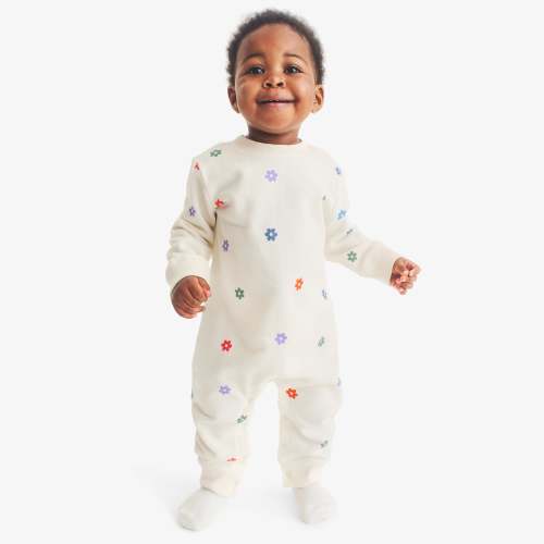 Baby sweatshirt romper in mini blooms | Primary.com