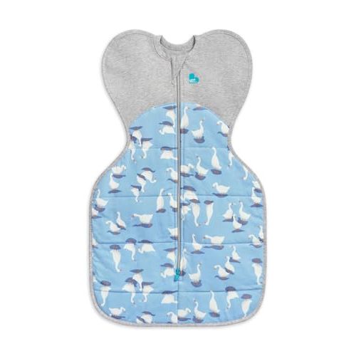 Love to Dream Warm Swaddle UP 2.5 TOG Baby Sleep Sack for Autumn & Winter | Arms Up Position for Self-Soothing, Calms Startle Reflex | Medium 13-19 lbs, Dusty Blue Silly Goose