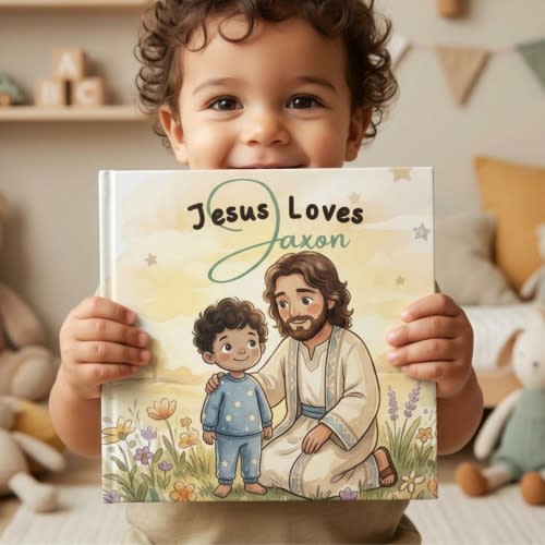 Personalized Christian Toddler Book, Jesus Loves Me Bedtime Story, Baptism Keepsake (Hardcover)