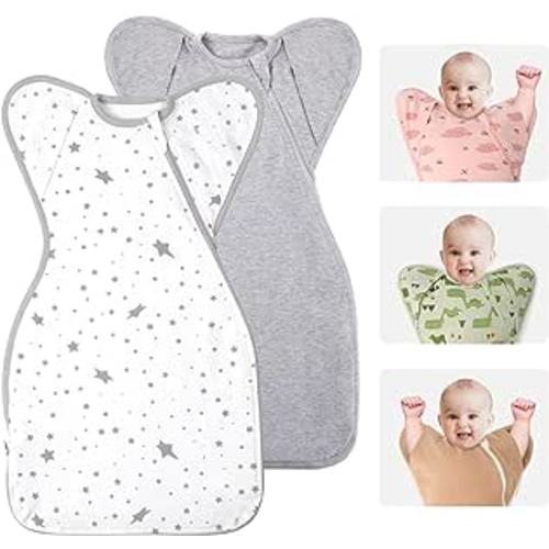 Amazon.com: Knirose Swaddle Blanket Sleep Sack with Arms Up Design Help Baby Self-Soothing 2 Packs, 3-Way Transitions to Arms-Free Wearable Sleeping Bag for Newborn Baby Snug Fit Calms Startle Reflex Better Sleep : Baby
