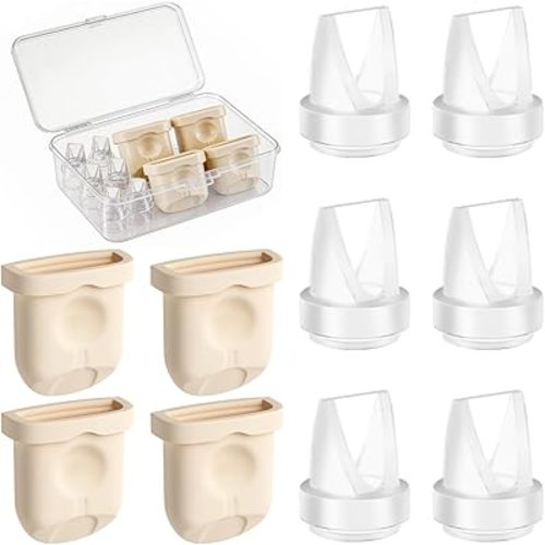 Breast Pump Replacement Parts 6 Duckbill Valves & 4 Silicone Diaphragms with Storage Case, Compatible with Eufy S1 Pro S1 E10 E20 Pump Parts, BPA Free Wearable Breast Pump Accessories