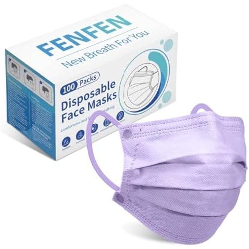 Disposable Face Mask For Adults - Travel Essentials, 100 Pack Individually Wrapped, 4 Ply Protection,Safety Masks Disposable