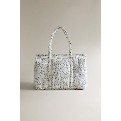 COTTON BLUE FLOWER DIAPER BAG