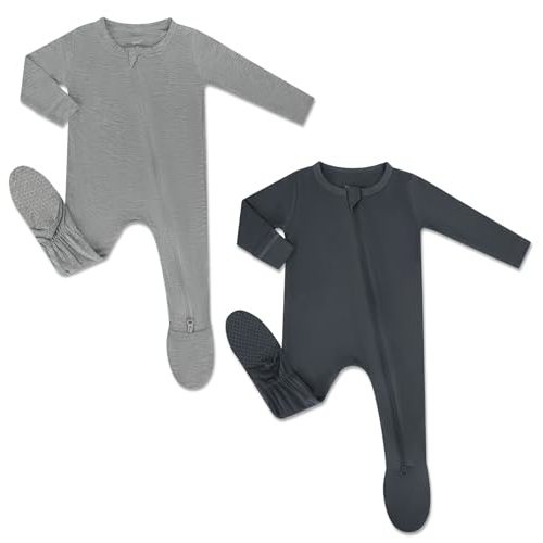 HAPIU Rayon from Bamboo Baby Footed Pajamas, 2 Way Zipper YKK, Footie for Baby Boy Girls, Newborn-24 Months