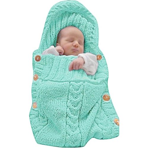 XMWEALTHY Baby Blankets for Boys Girls Newborn Essentials Wrap Swaddles Knit Sleeping Bag Stroller Receiving Blanket Light Aqua 0-6 Month
