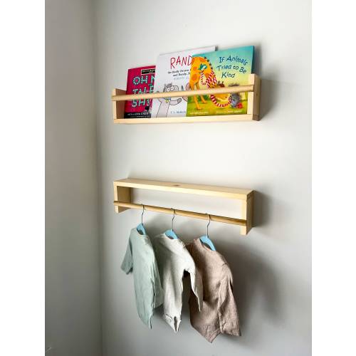 Handmade Knotty Pine Nursery Bookshelf: Floating Montessori Shelf
