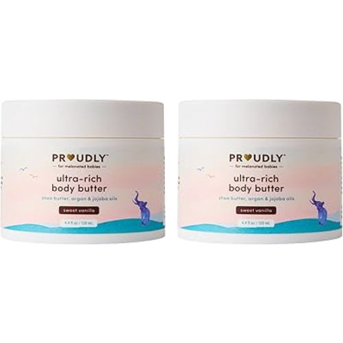 PROUDLY Ultra-Rich Body Butter by Gabrielle Union & Dwyane Wade, Lotion for Babies, Kids & Adults, Shea Butter & Argan Oil for Deep Moisture, Sweet Vanilla, 2-Pack
