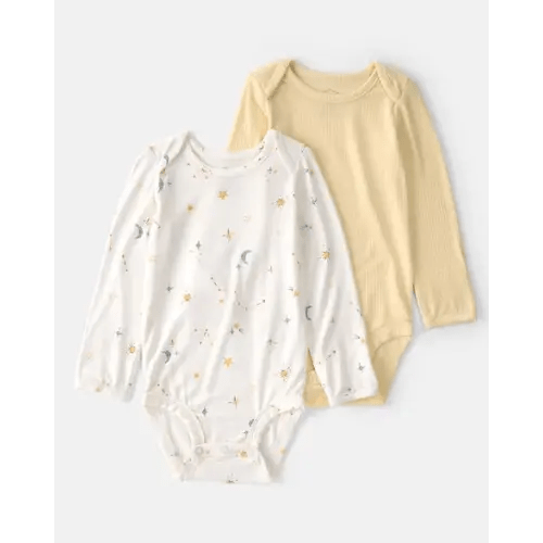 Baby 2-Pack Constellation PurelySoft Bodysuits - Yellow/Cream | Carter's