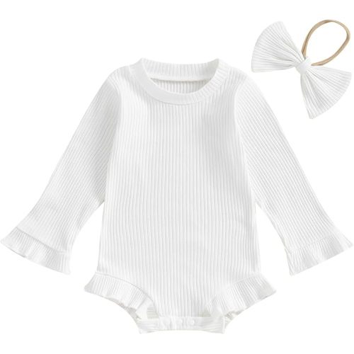 fhutpw Newborn Baby Girl Oversized Sweatshirt Romper Ruffle Long Sleeve Crewneck Onesie Sweater Tops Infant Fall Clothes