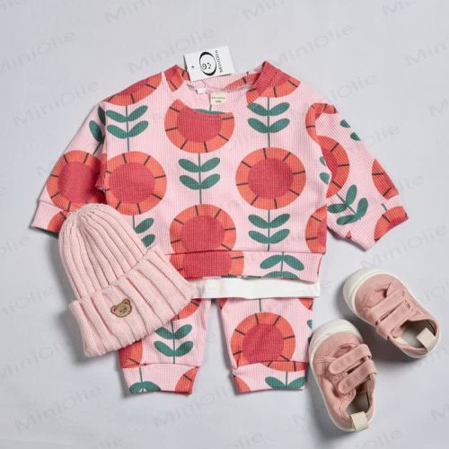 Baby Toddler Sunflower Pink Waffle 2-piece Set – MiniOlie