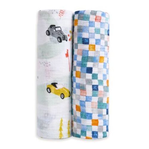 aden + anais essentials 100% Cotton Muslin Swaddle Blankets - Vintage Car Rally - 2pk