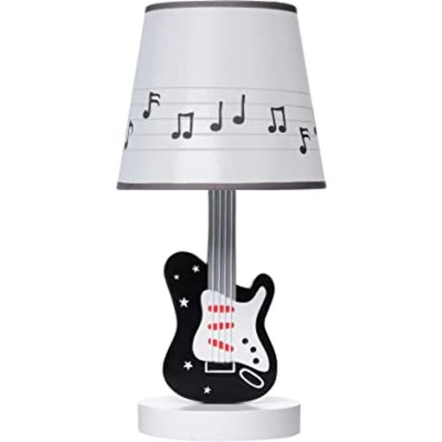 Lambs & Ivy Rock Star Guitar Lamp with White Musical Notes Shade & Bulb