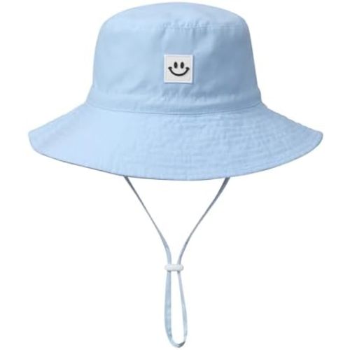 MaxNova Baby Sun Hat Smile Face UPF 50+ Toddler Bucket Hat for Boys Girls 0-7 Years