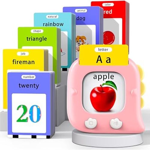 Kidzdo 520 ABCs Sight Word Talking Flash Cards for Toddlers, Easter/Birthday Gifts for 2 3 4 5 6 Year Old Girls, Early Educational Toys, Pocket Speech Learning Toys for Autistic Kids Ages 2-6, Pink