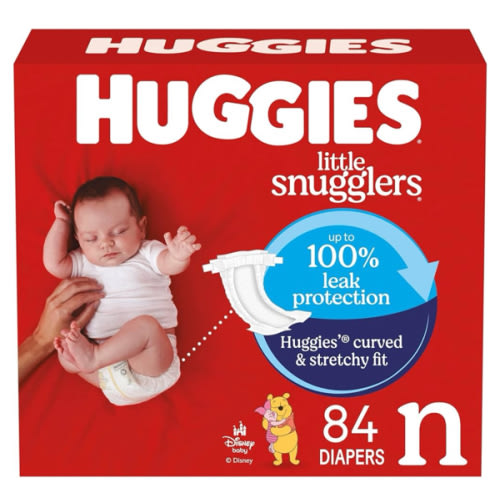 Huggies Size Newborn Diapers, Little Snugglers Baby Diapers, Size Newborn (up to 10 lbs), 84 Count, Packaging May Vary