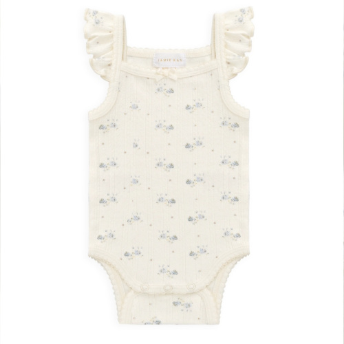 Organic Cotton Pointelle Eliane Bodysuit - Molly Blue