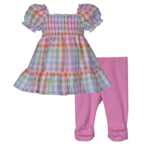 Baby Girls 2-Piece Smocked Seersucker Top with Coordinating Legging