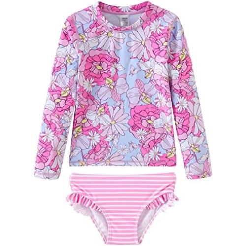 UMELOK Toddler and Little Girls Rash Guard Sets with Bikini Bottoms Swimwear