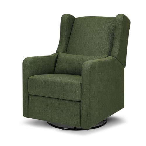 DaVinci Carter's Arlo Recliner, Performance Forest Green Linen | Glider Recliner Nursery Chair w/ 360° Swivel - GREENGUARD Gold & FSC Certified Glider Rocking Chair